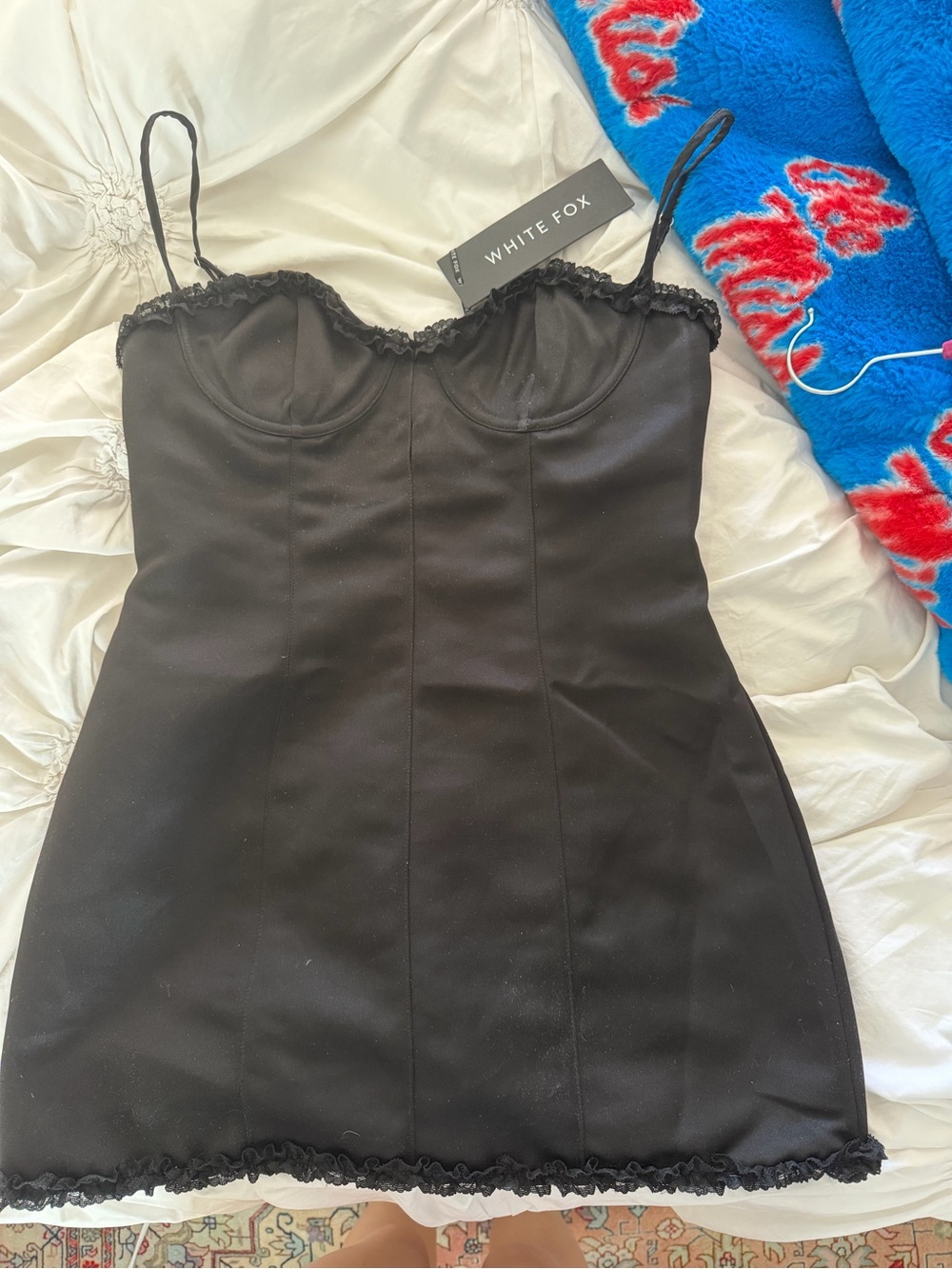 White Fox Boutique Black Lace-Trim Mini Slip Dress